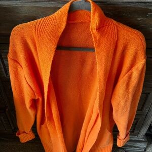 Bright Orange Open Front Cardigan Sweater Women’s M/L